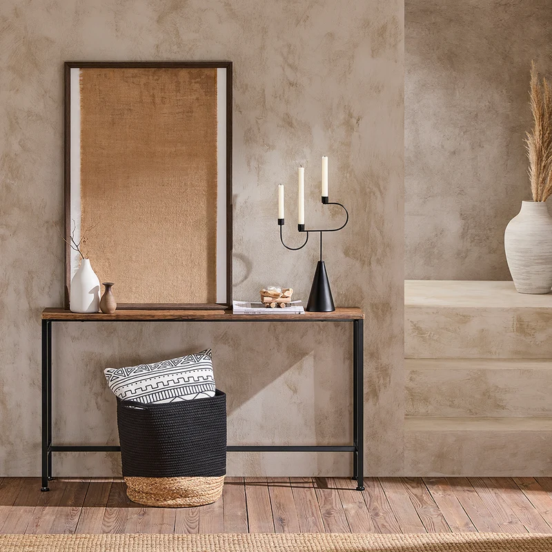 SoBuy FSB19-N Table Console Étroite, Table d'Appoint, Bout de Canapé, Table d’Entrée, Cadre et 4 Pieds en Fer, pour Salon, Entrée, Couloir, Intustriel, L120xP20xH65 cm