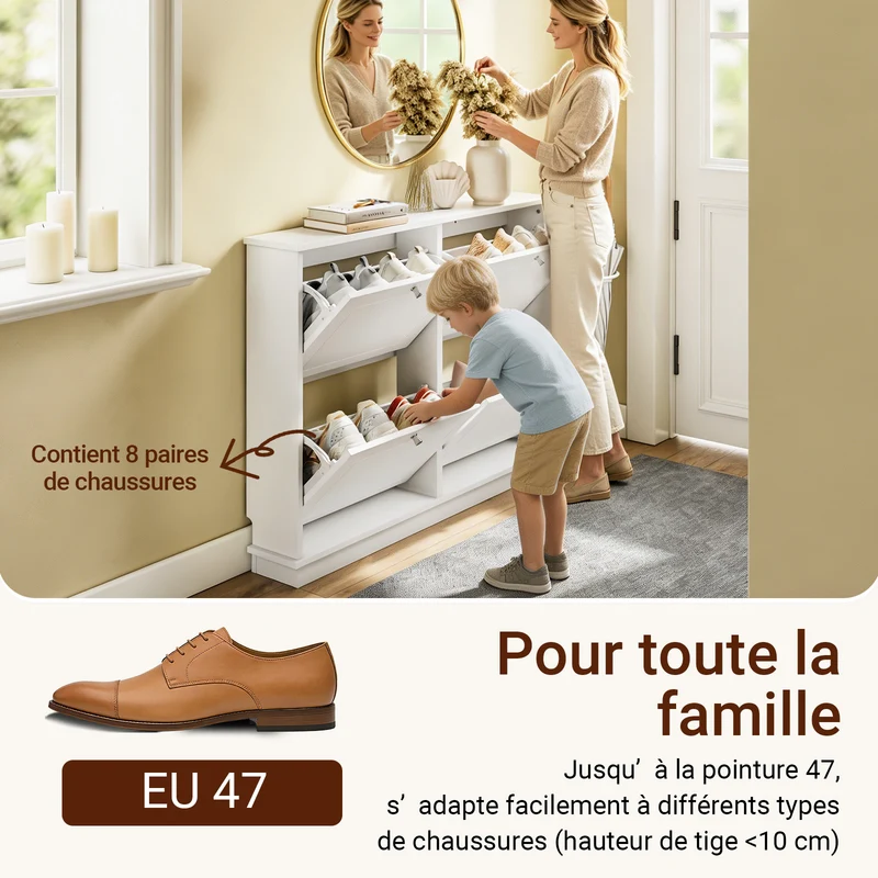 SoBuy FSR216-W Meuble à Chaussures Gain de Place Ultra-Slim 18cm – Entrée Étroite – 105x18x78 cm Blanc