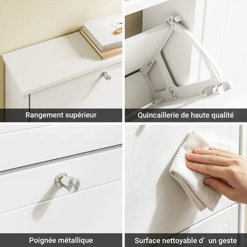 SoBuy FSR216-W Meuble à Chaussures Gain de Place Ultra-Slim 18cm – Entrée Étroite – 105x18x78 cm Blanc
