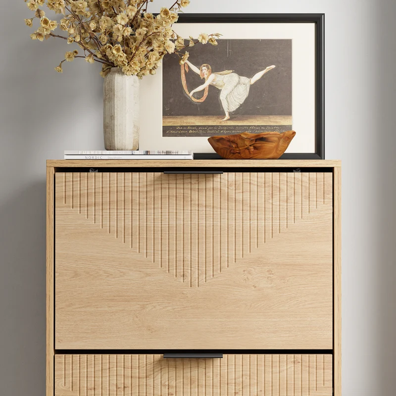 SoBuy FSR213-N Meuble à Chaussures – 24 cm de Profondeur, 120 cm de Hauteur, Naturel