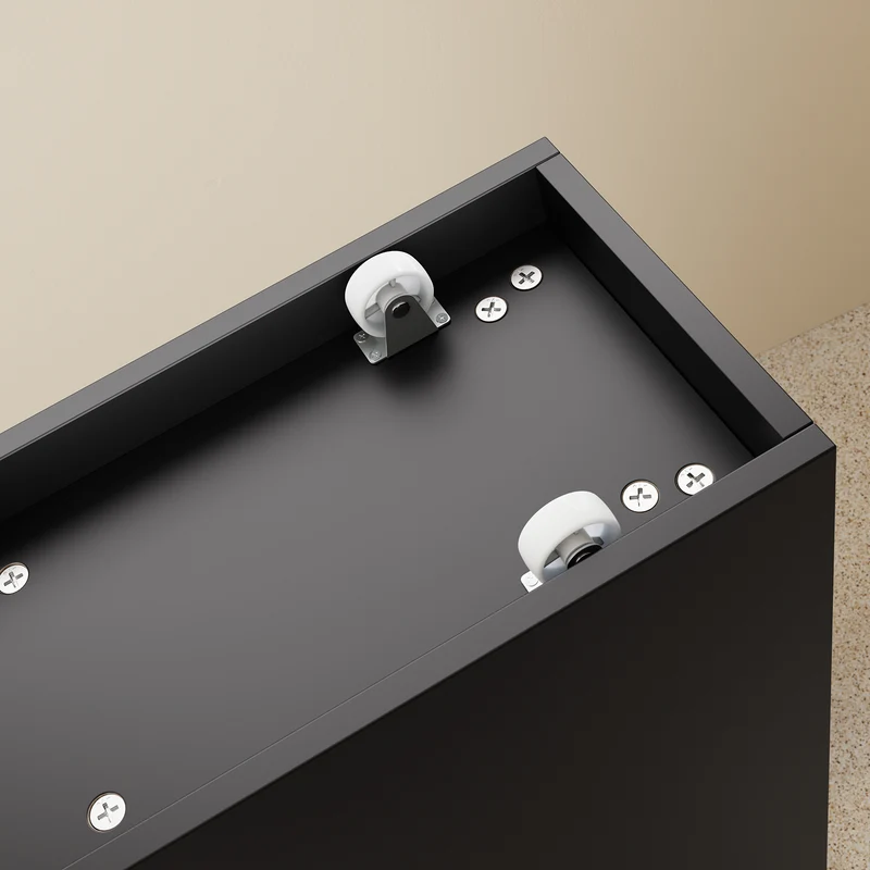 SoBuy BZR54-II-SCH Meuble Salle de Bain sur Roulettes, 3 Tiroirs avec Séparateurs, Étagère Ouverte – 65x23x82 cm, Noir