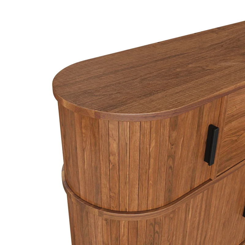 Buffet effet noyer à portes coulissantes et tiroir, style vintage 110 cm PILLOWPLACE