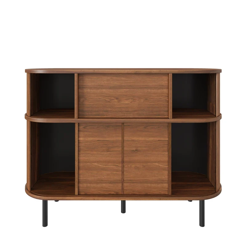 Buffet effet noyer à portes coulissantes et tiroir, style vintage 110 cm PILLOWPLACE