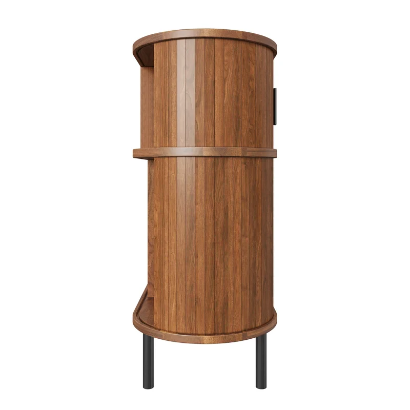 Buffet effet noyer à portes coulissantes et tiroir, style vintage 110 cm PILLOWPLACE