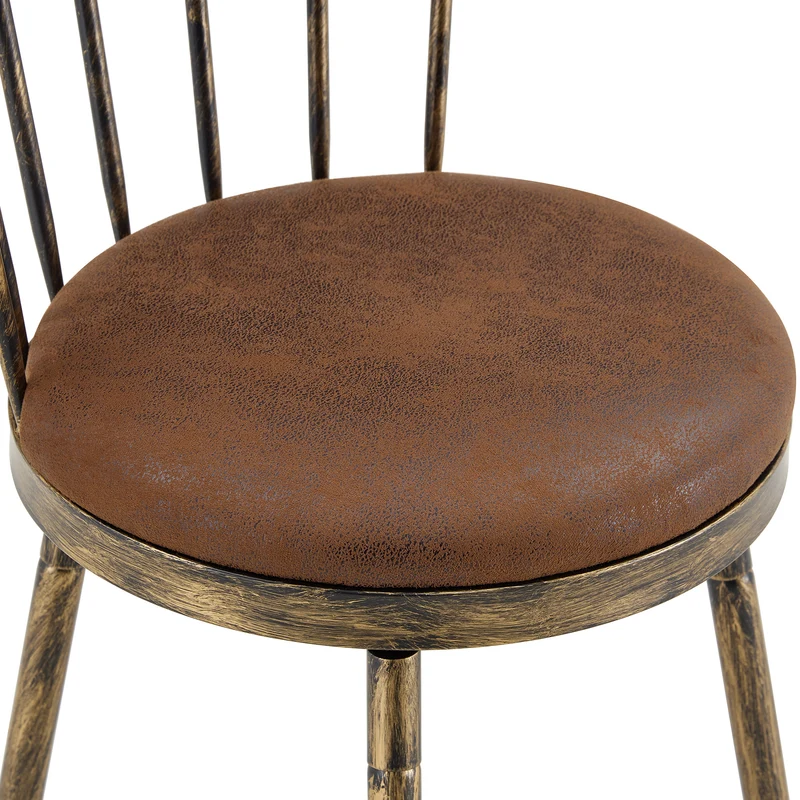 Lot de 2 tabourets de bar pivotants tissu marron effet bronze vieilli, style Windsor industriel PINEBASKET
