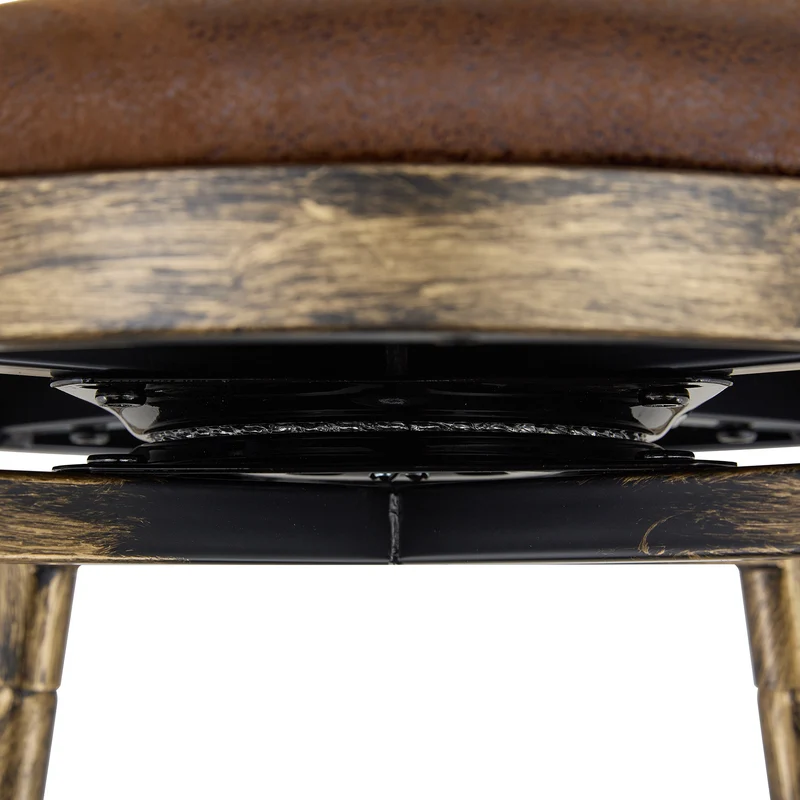 Lot de 2 tabourets de bar pivotants tissu marron effet bronze vieilli, style Windsor industriel PINEBASKET