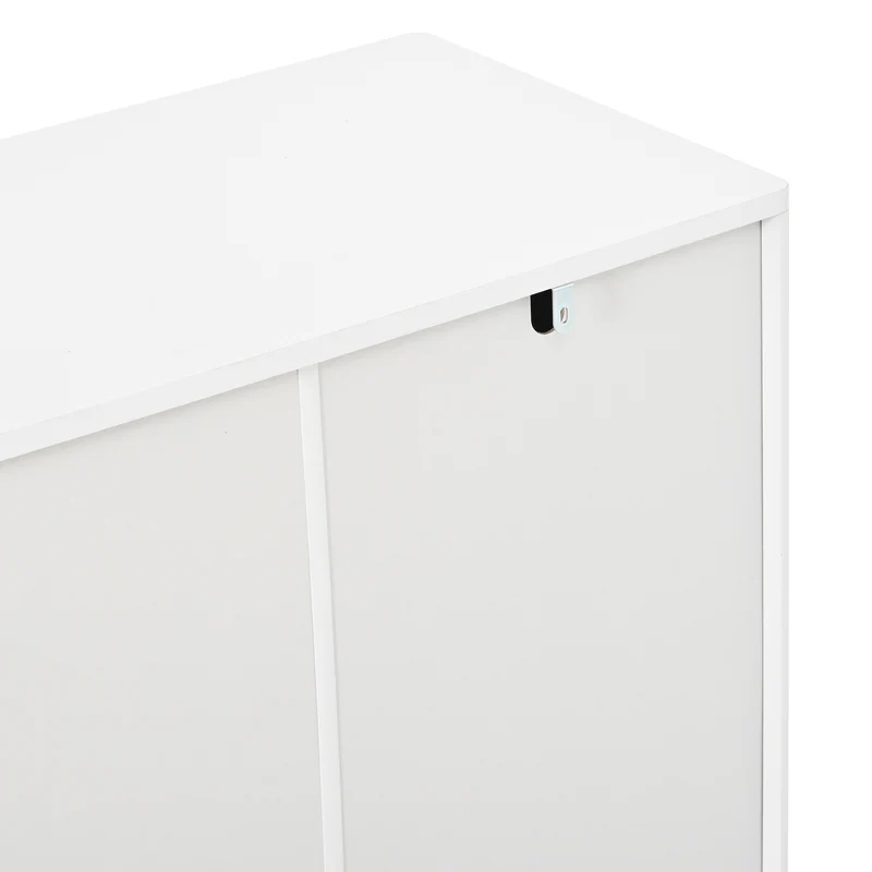 Buffet blanc motifs arche à 4 portes et pieds dorés 140×40×74cm PILLOWSTONE