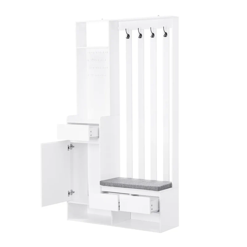 Meuble d’entrée avec banc, patères et rangement à chaussures