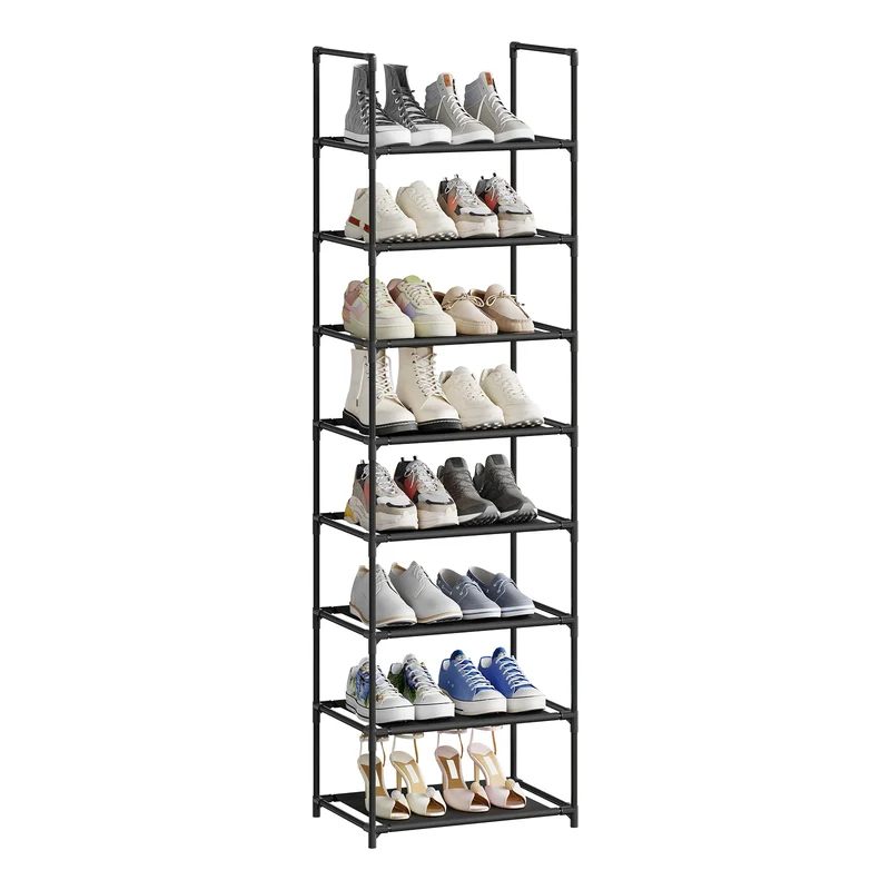 Étagère à chaussures étroite en métal, 3 à 8 niveaux