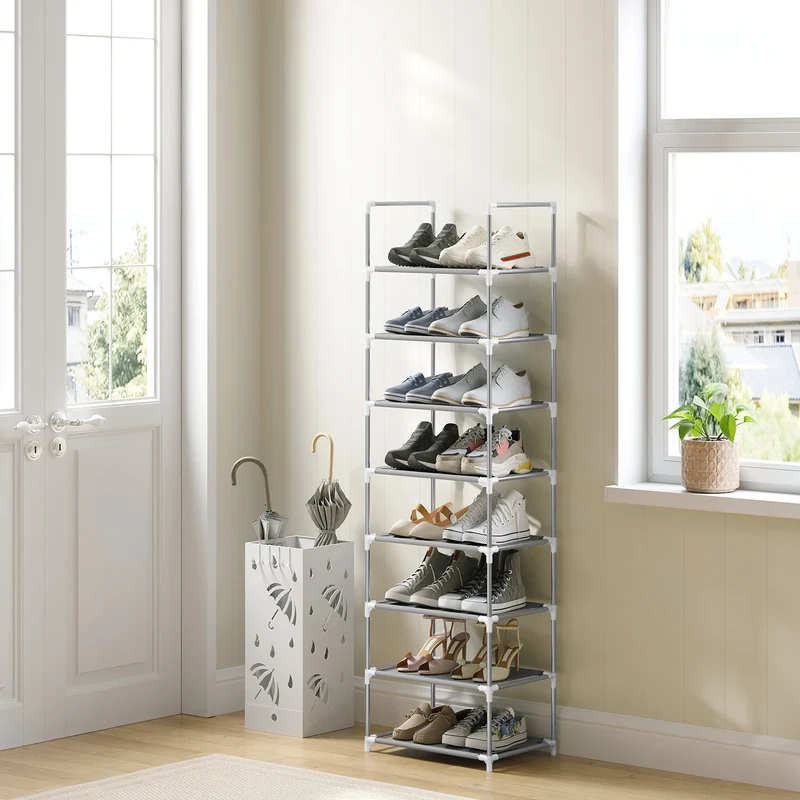 Étagère à chaussures étroite en métal, 3 à 8 niveaux