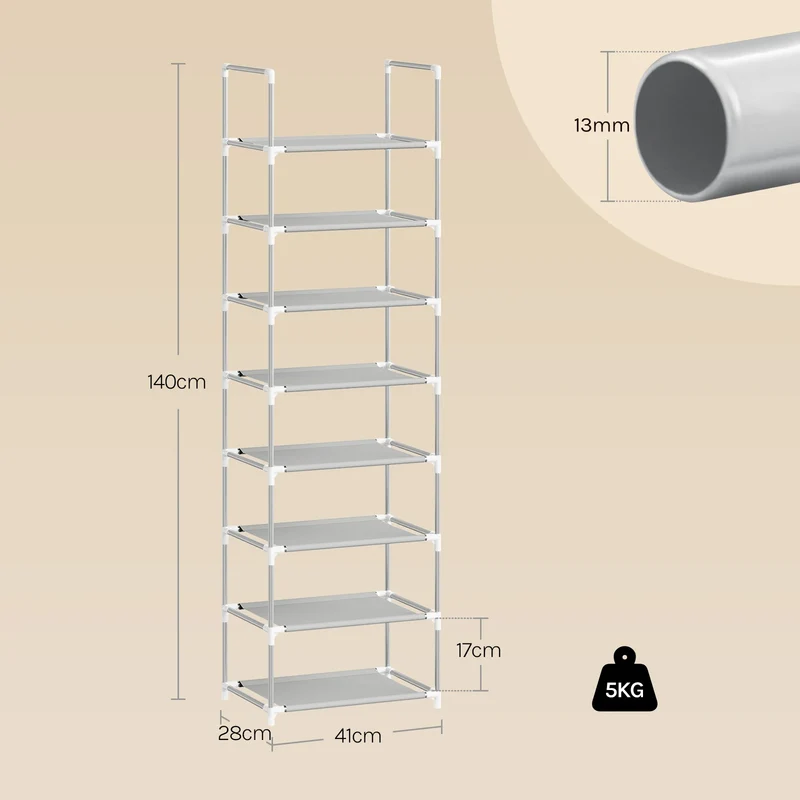 Étagère à chaussures étroite en métal, 3 à 8 niveaux