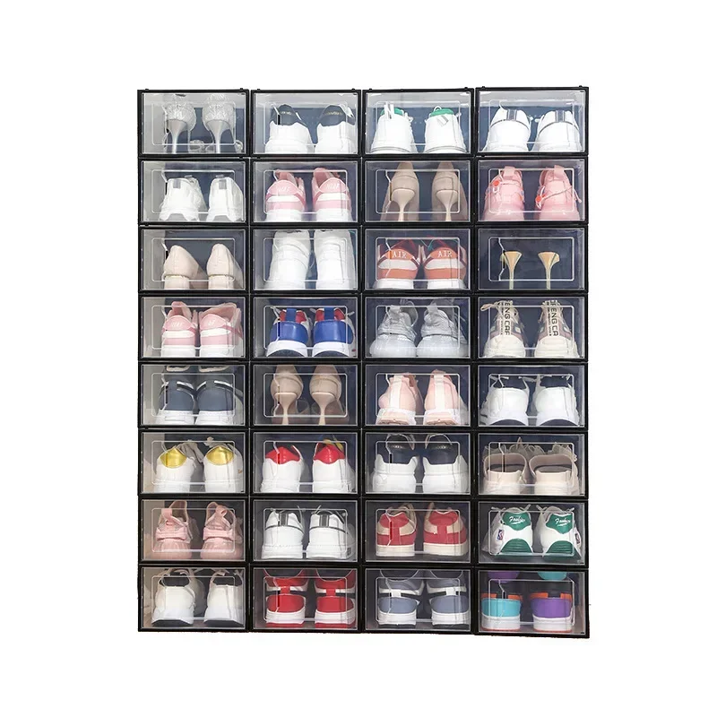 Boîte à chaussures transparente pliable et empilable