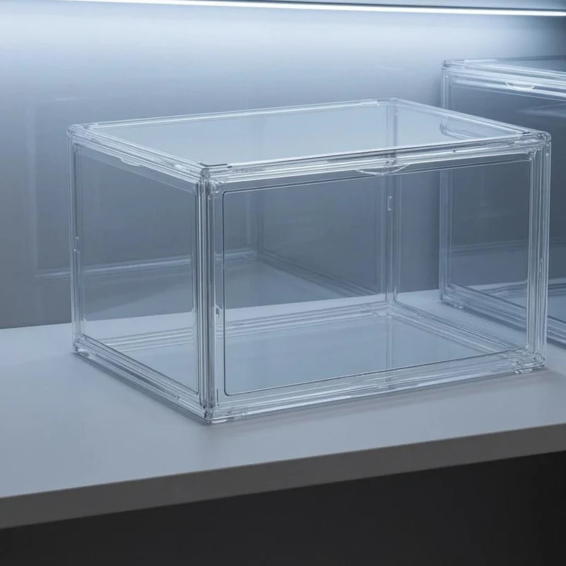 Boîte à chaussures transparente empilable à ouverture frontale