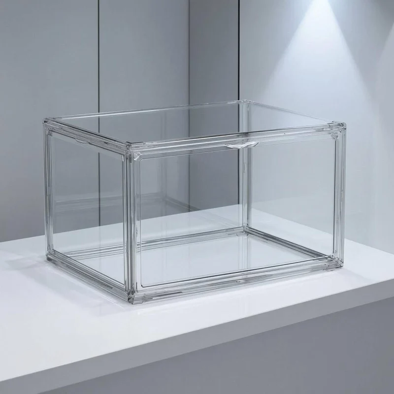 Boîte à chaussures transparente empilable à ouverture frontale