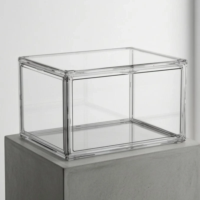 Boîte à chaussures transparente empilable à ouverture frontale