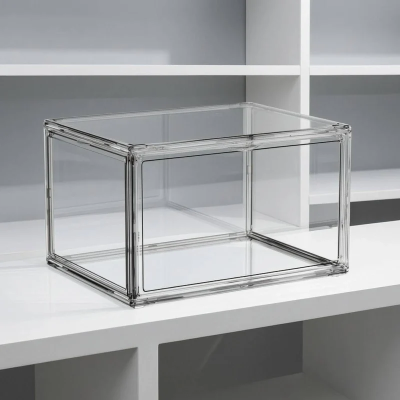 Boîte à chaussures transparente empilable à ouverture frontale