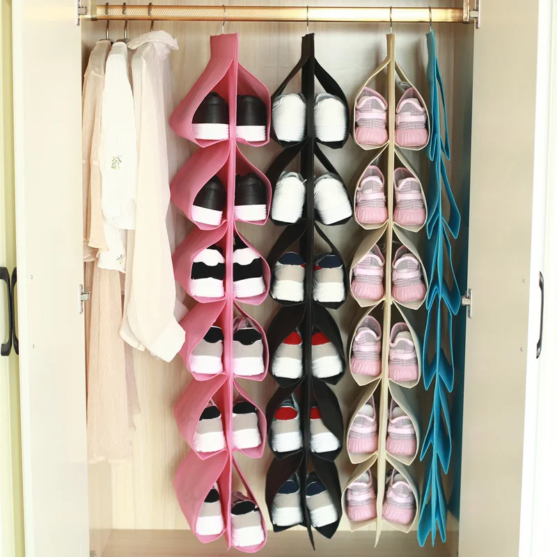 Sac de rangement chaussures suspendu pliable 117 x 33 cm