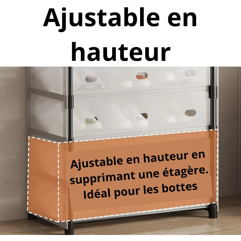Étagère 5 niveaux pour chaussures et manteaux avec housse