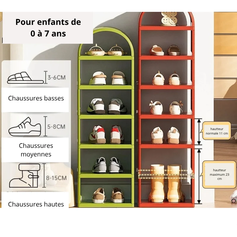 Étagère à chaussures enfant empilable 6 ou 7 niveaux