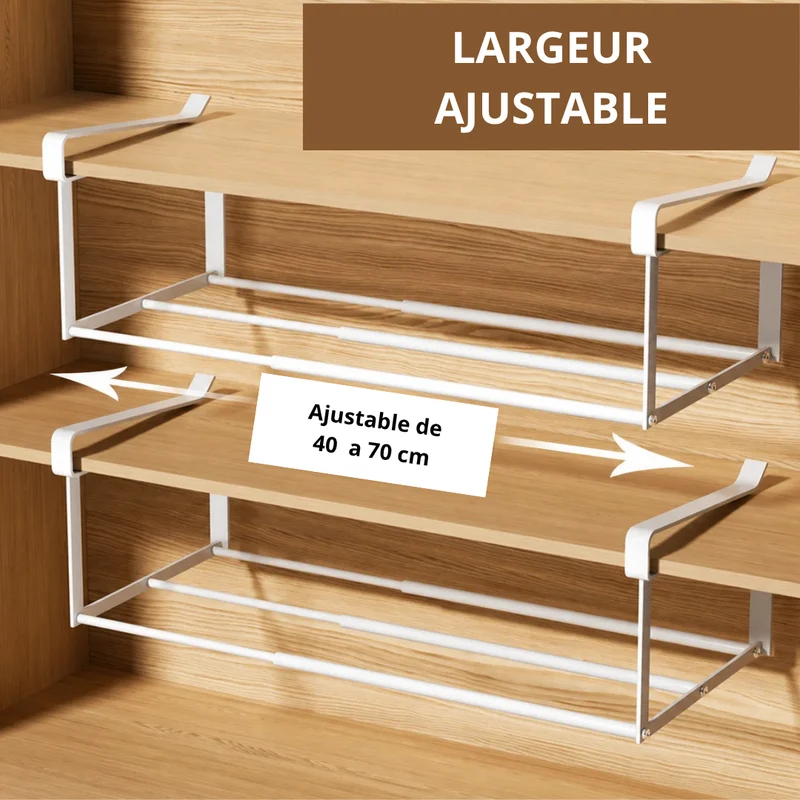 Étagère à chaussures suspendue réglable, sans perçage