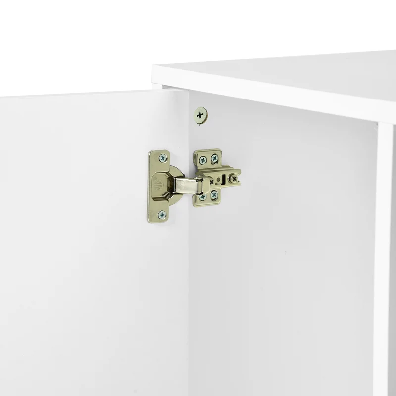 Classeur latéral en bois blanc à 3 tiroirs, verrouillable, avec étagères de rangement ouvertes