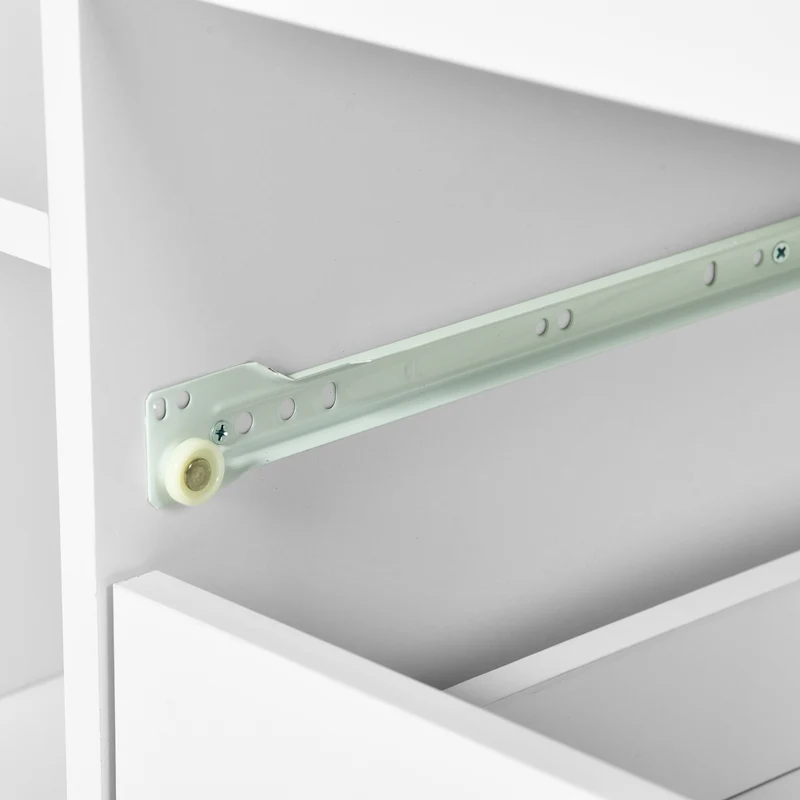 Classeur latéral en bois blanc à 3 tiroirs, verrouillable, avec étagères de rangement ouvertes