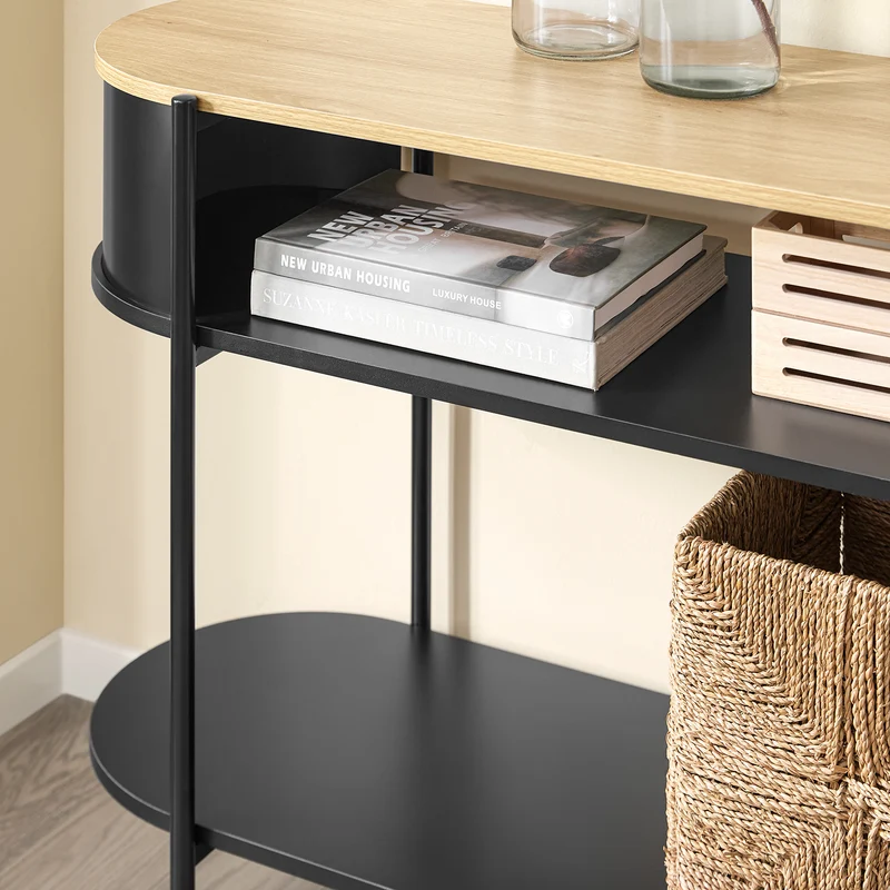 SoBuy FSB102-SCH Console d’Entrée Rangement Fonctionnel et Compact, Design Moderne, Usage Polyvalent, pour Salon et Chambre – L110×P39×H76 cm, Bois, Noir