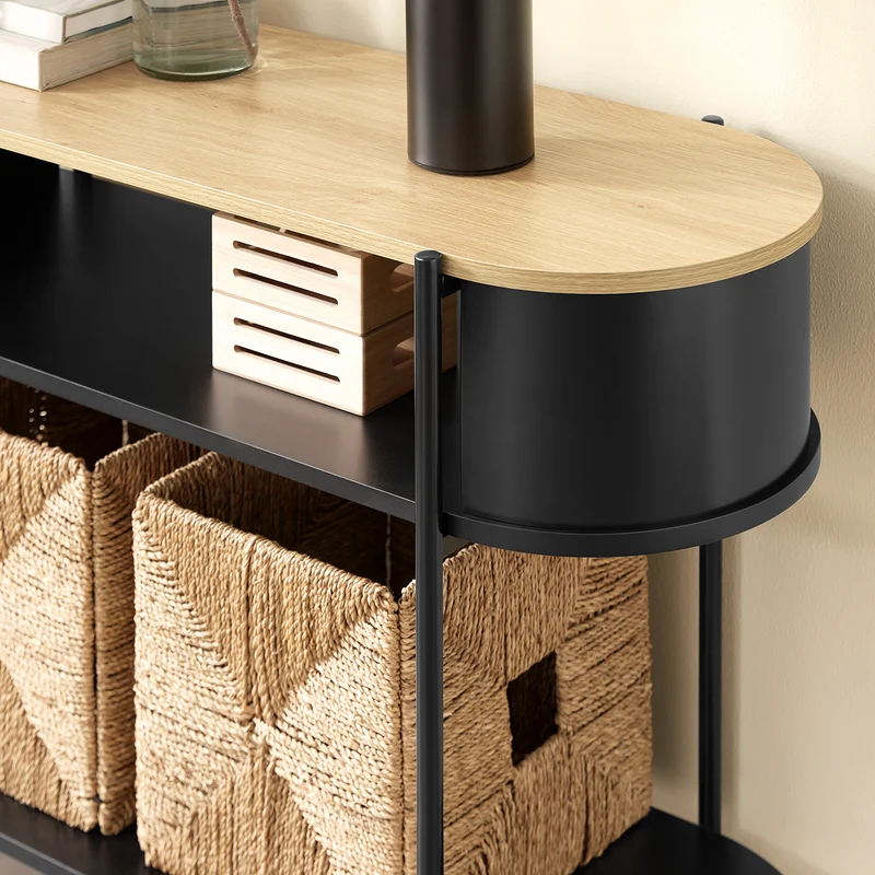 SoBuy FSB102-SCH Console d’Entrée Rangement Fonctionnel et Compact, Design Moderne, Usage Polyvalent, pour Salon et Chambre – L110×P39×H76 cm, Bois, Noir
