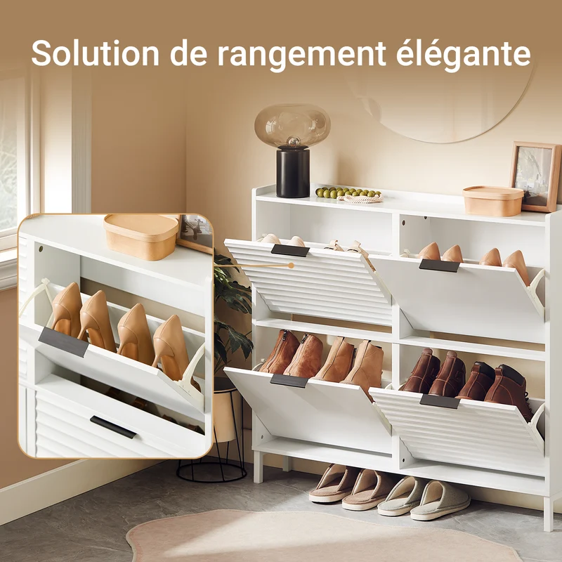 SoBuy FSR197-W Meuble à Chaussures Gain de Place Ultra-Slim 19cm – Entrée Étroite – Blanc