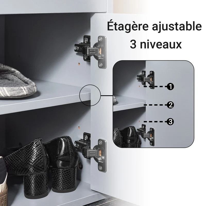 SoBuy FSR96-DG Banc à Chaussures avec Coussin Rembourré et Étagères, Meuble d'Entrée – 100x34x47 cm, Gris Foncé