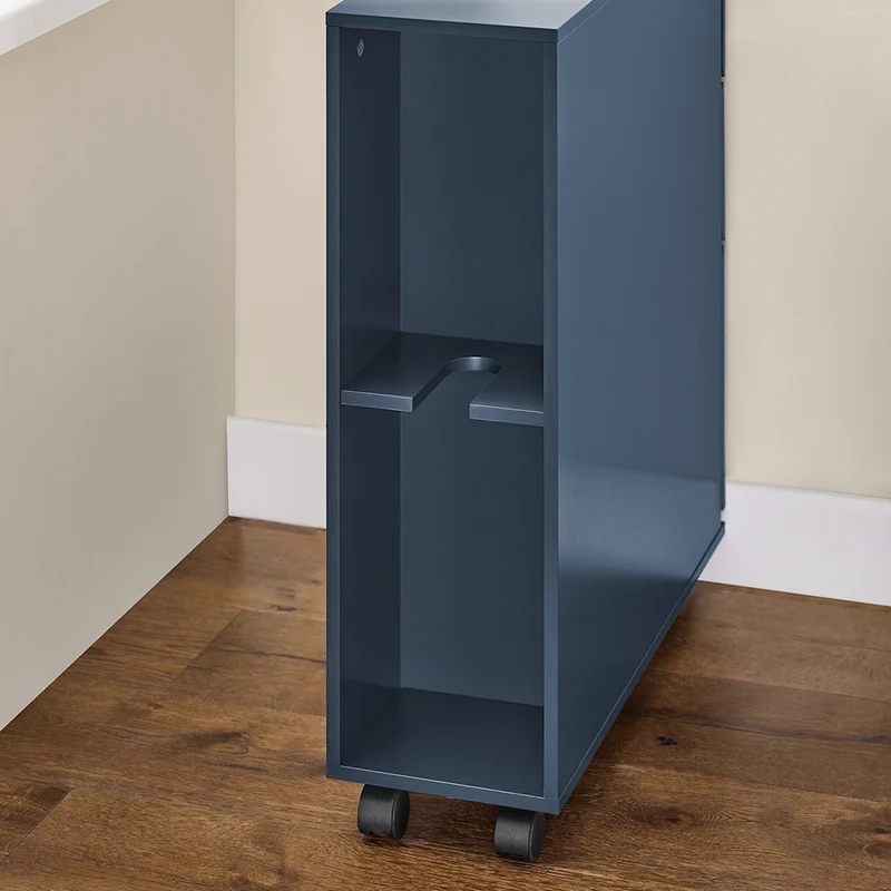 SoBuy BZR191-B Meuble de Rangement Salle de Bain Étroit sur roulettes, Support Papier Toilette avec roulettes