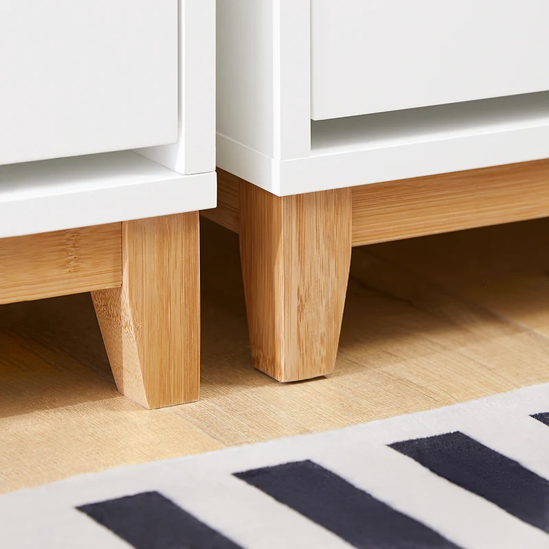 SoBuy FSR192-WN Armoire à Chaussures 3 Abattants, Rangement pour Entrée Couloir – 60x34x122 cm, Blanc et Naturel