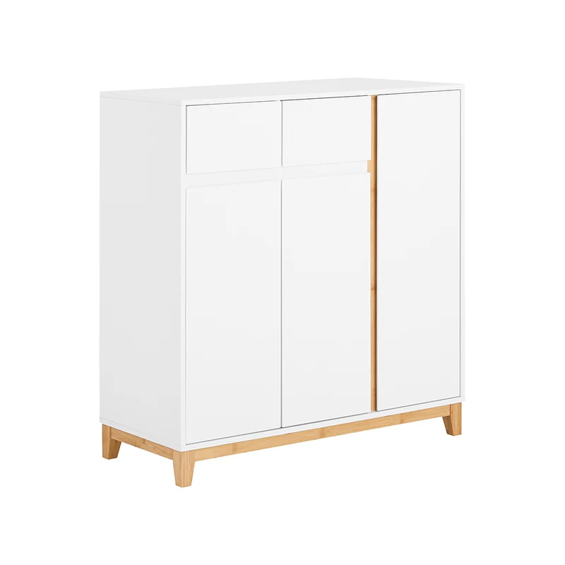 SoBuy FSR190-WN Armoire à Chaussures 3 Portes et 1 Tiroir, Rangement pour Entrée Couloir – 80x34x85 cm, Blanc et Naturel