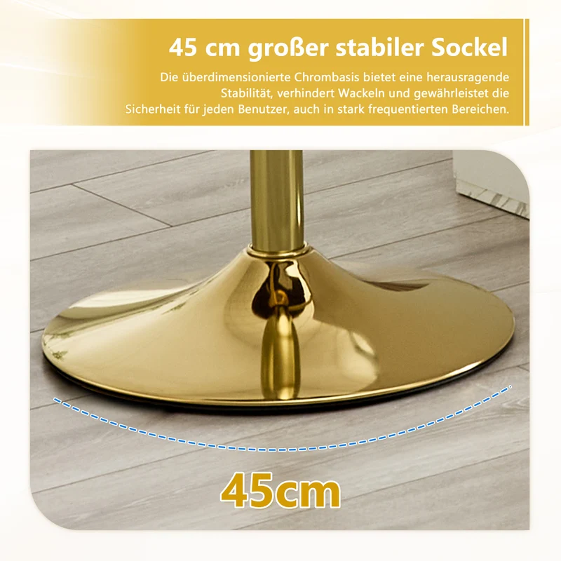 Lot de 2 tabourets de bar blancs en PU pivotants 360° et repose-pieds dorés PINEPRO