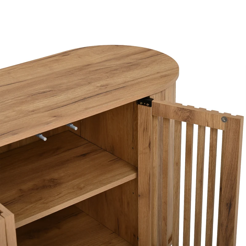 Buffet effet bois 4 portes cannées 160x40x70cm PILLOWCONCRETE