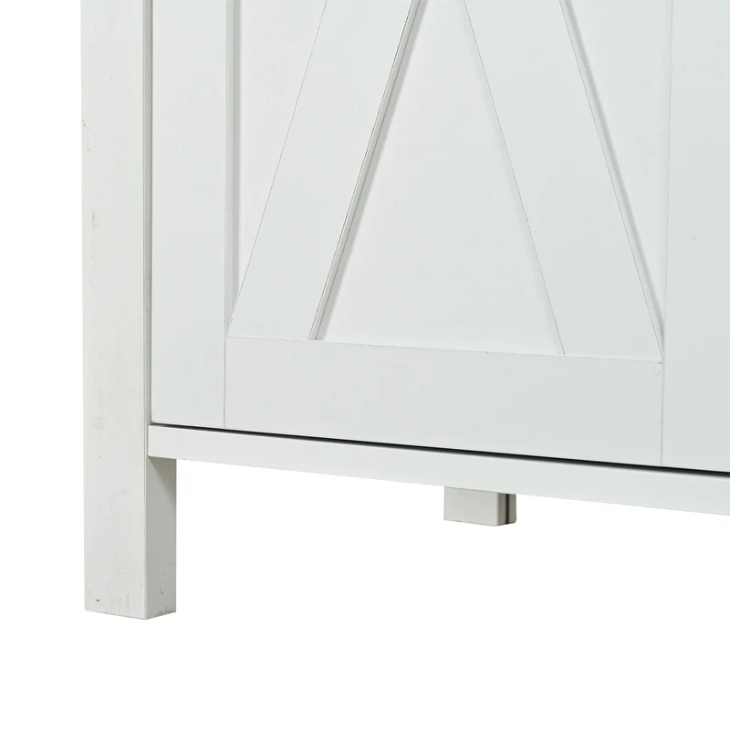 Buffet blanc et effet bois à 4 portes, style scandinave 140×40×78cm MODERNMIRRORHOME