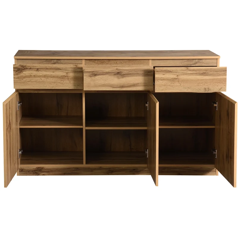 Buffet effet bois naturel 3 portes et 3 tiroirs 135x40x81cm MODERNTABLESET