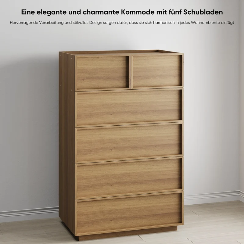 Commode effet chêne 6 tiroirs 80x48x127cm MODERNSCREEN