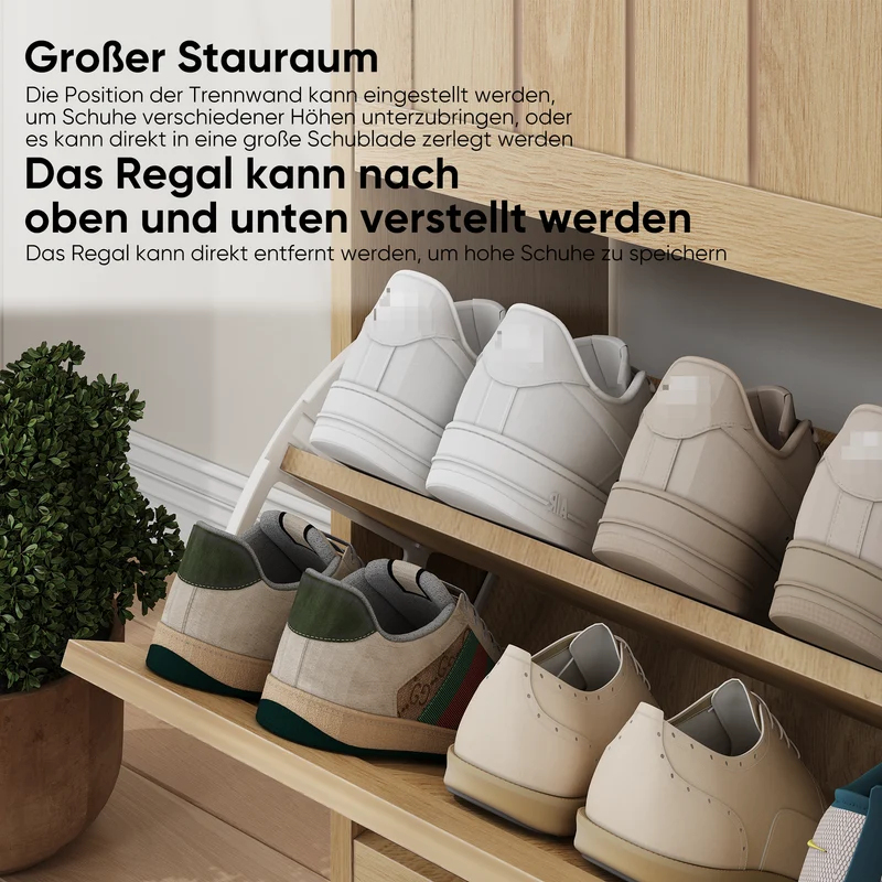 Meuble à chaussures effet chêne 2 abattants 60*24*80cm MODERNCEILINGSET