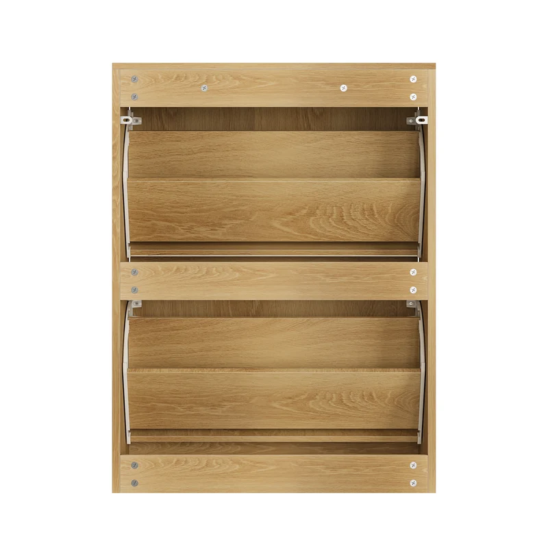Meuble à chaussures effet chêne 2 abattants 60*24*80cm MODERNCEILINGSET