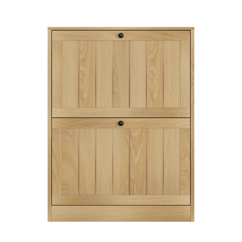 Meuble à chaussures effet chêne 2 abattants 60*24*80cm MODERNCEILINGSET