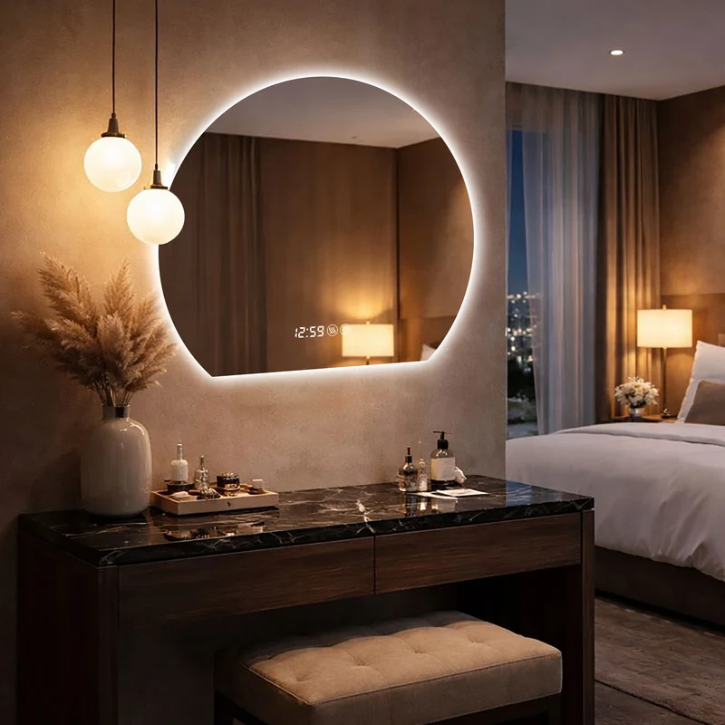 Steptoe Miroir Rond LED 80cm avec Lumière, Anti-Buée, Dimmable, 3 Couleurs – Miroir de Salle de Bain Moderne