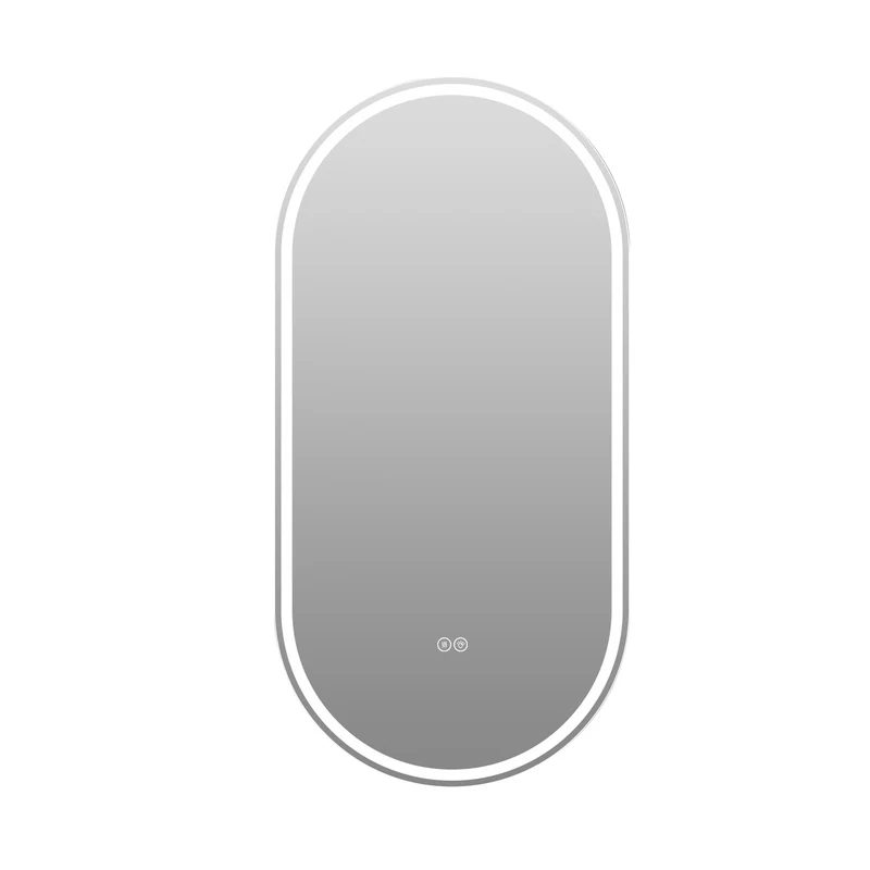 Parallelepipedous 60x120cm Miroir Ovale Sans Cadre LED, Miroir Intelligent Anti-Buée pour Salle de Bain, Argent