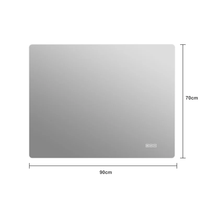 Bungarum Miroir LED 70x90cm – Miroir de Salle de Bain Sans Cadre, Rétroéclairé, Dimmable, Anti-Buée, Montage Vertical/Horizontal