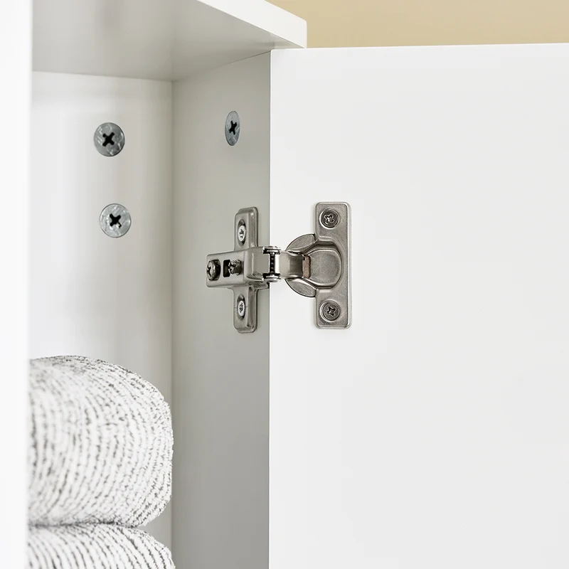 SoBuy BZR193-W Meuble de Rangement d'angle Salle de Bain, Armoire de Rangement Placard de Rangement Étroite, 1 Tiroir, 1 Compartiment Ouvert et 2 Portes