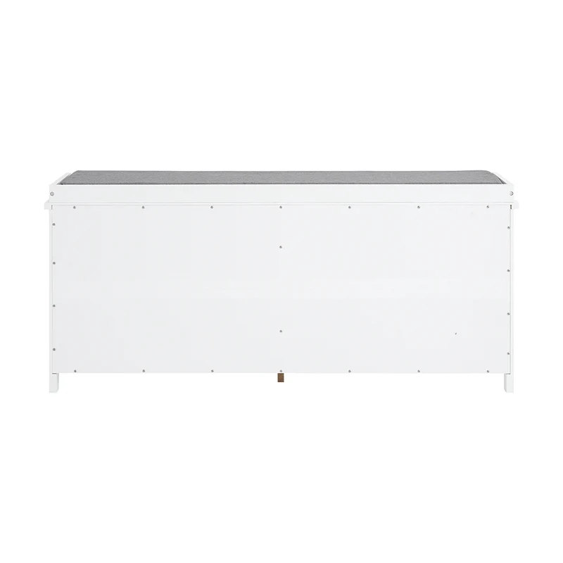 SoBuy FSR184-W Banc à Chaussures avec 2 Abattants et Coussin, pour Entrée et Couloir, Rangement Optimisé, Design Fonctionnel, Compact – L110×P29×H49 cm, Blanc