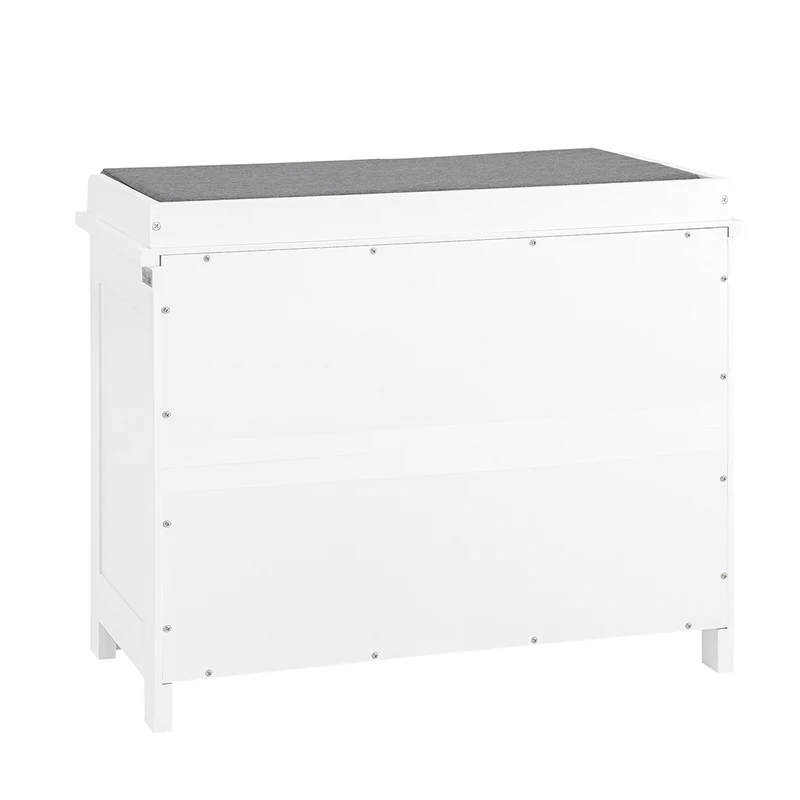 SoBuy FSR184-K-W Banc Chaussures, Rangement pour Chaussures, Armoire à Chaussures, Meuble d'entrée, Coffre avec 1 Abattant et 1 Coussin