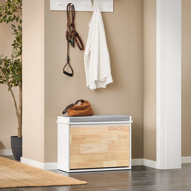 SoBuy FSR179-K-WN Banc Chaussures, Rangement pour Chaussures, Armoire à Chaussures, Meuble d'entrée