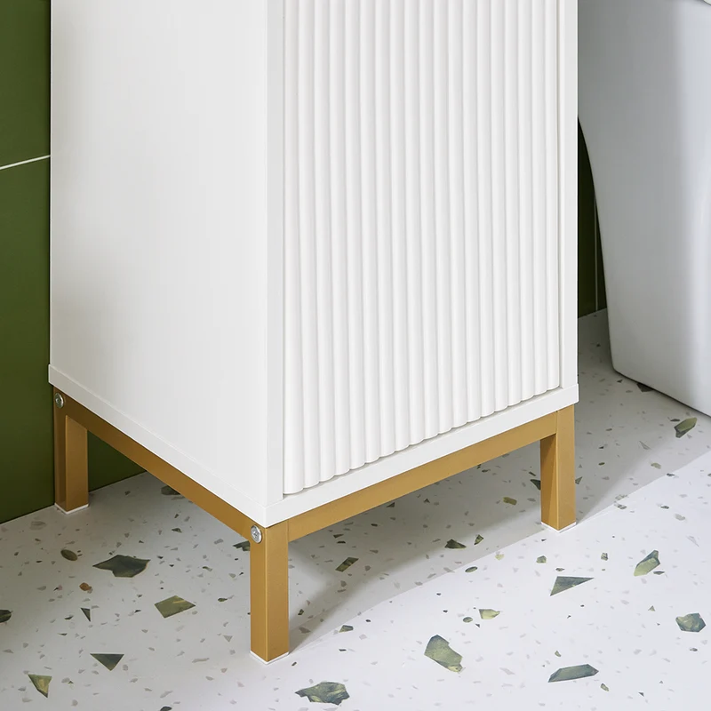 SoBuy BZR181-W Colonne Salle de Bain avec Tiroir et Poignées Métal, pour Salle de Bain et WC, Rangement Optimisé, Design Fonctionnel – L30×P30×H170 cm, Blanc