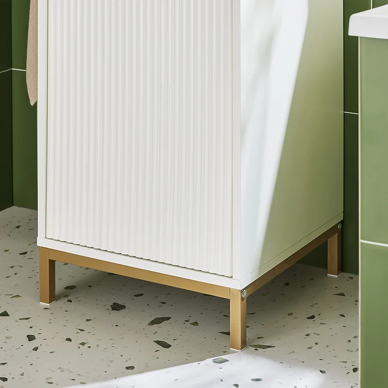 SoBuy BZR180-W Meuble Salle de Bain avec Panier à Linge, 1 Tiroir et 1 Panier Amovible, pour Salle de Bain et WC, Rangement Optimisé – L40×P40×H95 cm, Blanc